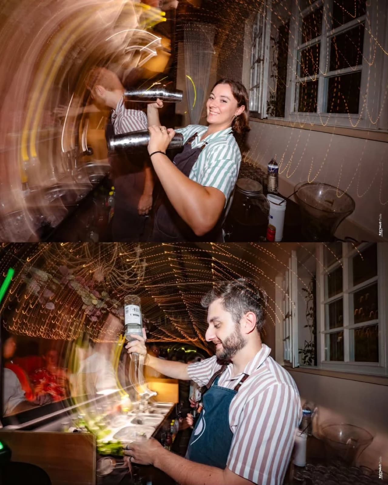 Titouan et Maëva au shaker pendant un service de soirée
